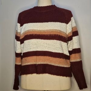 Multi texture knit mock neck sweater